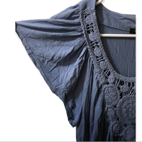 Apt. 9 Ombré Crochet Tunic Top, Boho Dip Dye Long Ombre Stretch Beach Blue Large - Picture 5 of 13